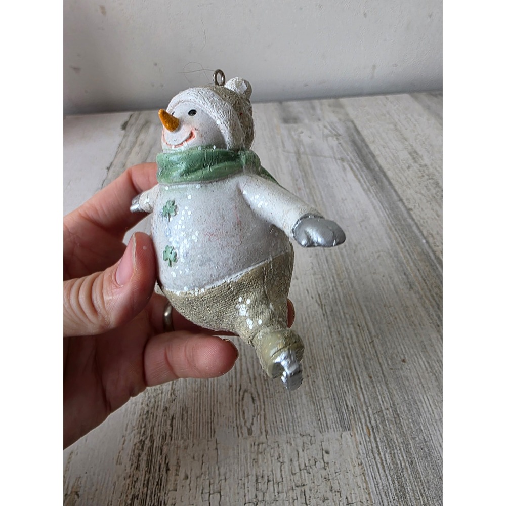 Vintage snowman Irish clover glitter ornament‎ Xmas tree
